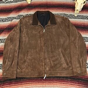 Brown Peter Millar suede leather jacket size M.